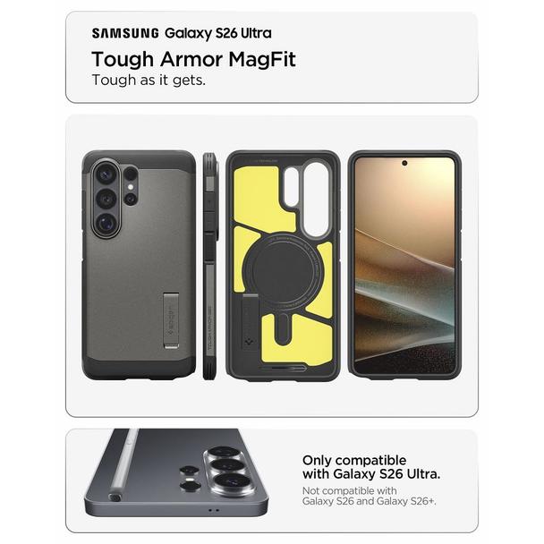 SPIGEN futerał TOUGH ARMOR kompatybilny z MagSafe do SAMSUNG S26 Ultra gunmetal