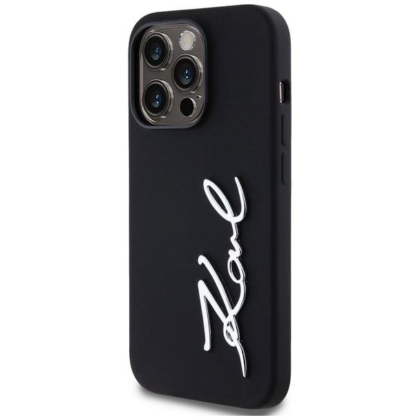 KARL LAGERFELD futerał do IPHONE 14 Pro KLHCP14LSCMSMVK (Silicone Sign Metal Logo) czarny