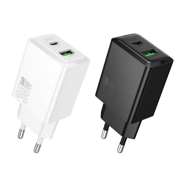 Ładowarka sieciowa do telefonu Hoco USB A + USB C QC3.0 PD AFC 3A 30W N71 biała