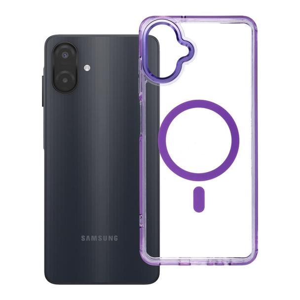 Etui na Samsung A07 / A08 Frame Clear Hybrid Mag Cover zgodny z MagSafe fioletowe