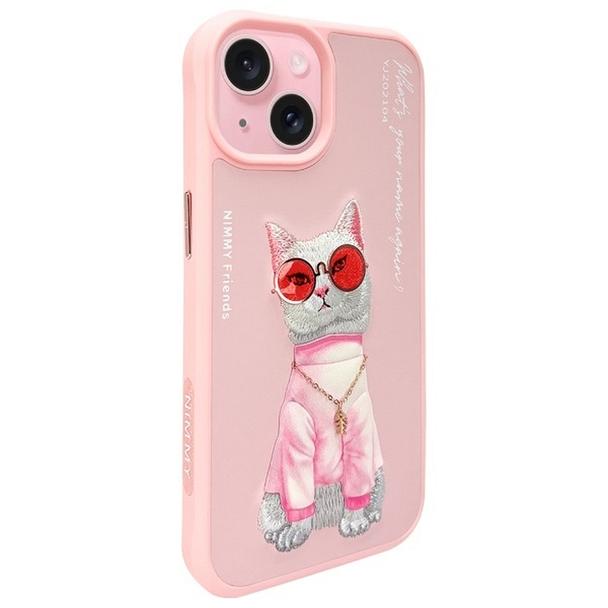 NIMMY futerał GLASSES COOL CAT do IPHONE 15 różowy
