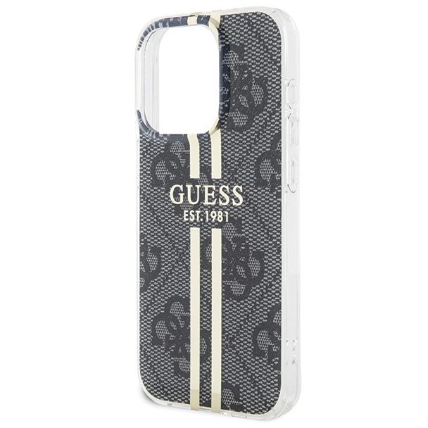 GUESS futerał do IPHONE 15 Pro Max GUHCP15XH4PSEGK (4G Gold  Stripe) czarny