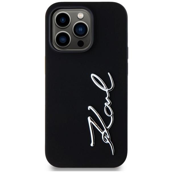 KARL LAGERFELD futerał do IPHONE 14 Pro KLHCP14LSCMSMVK (Silicone Sign Metal Logo) czarny