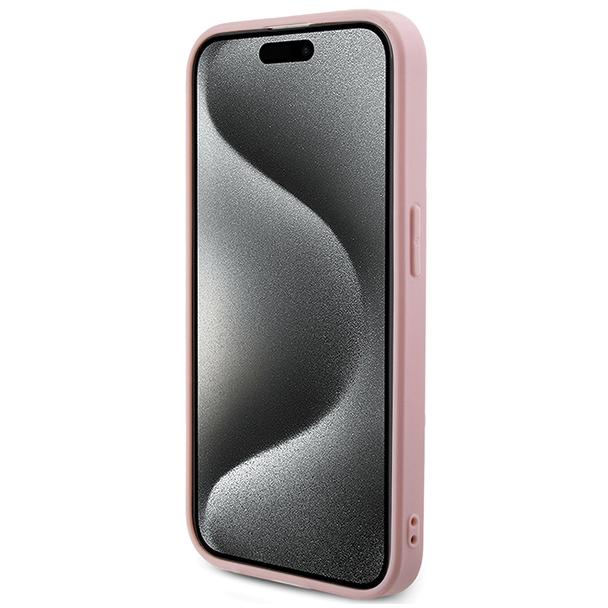 GUESS futerał do IPHONE 15 Pro GUHCP15LPSAIRSP (Saffiano Iridescent Script) różowy