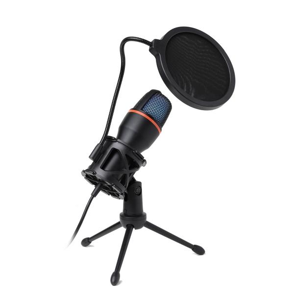 Mikrofon pojemnościowy Art z membraną stojący podświetlany tripod AC-02 czarny