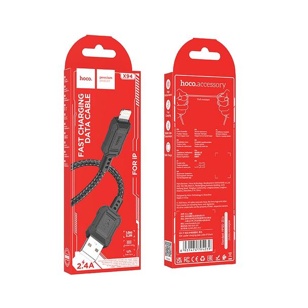Kabel USB A do Lightning Hoco 2,4A 1 m X94 czarny