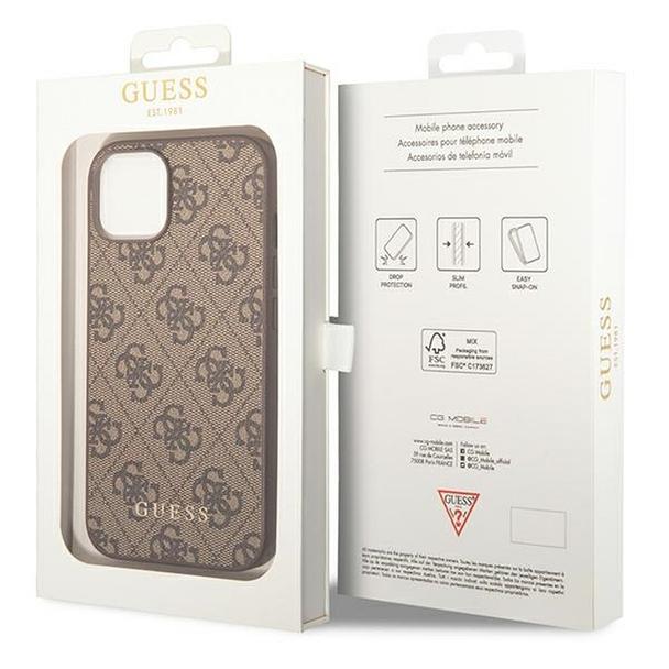GUESS futerał do IPHONE 14 Plus GUHCP14MG4GFBR (4G Gold Logo) brązowy