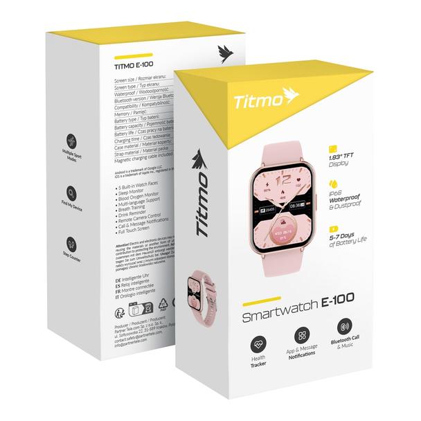 Smartwatch TITMO E-100 (TFT, bluetooth call) różowy 0INT