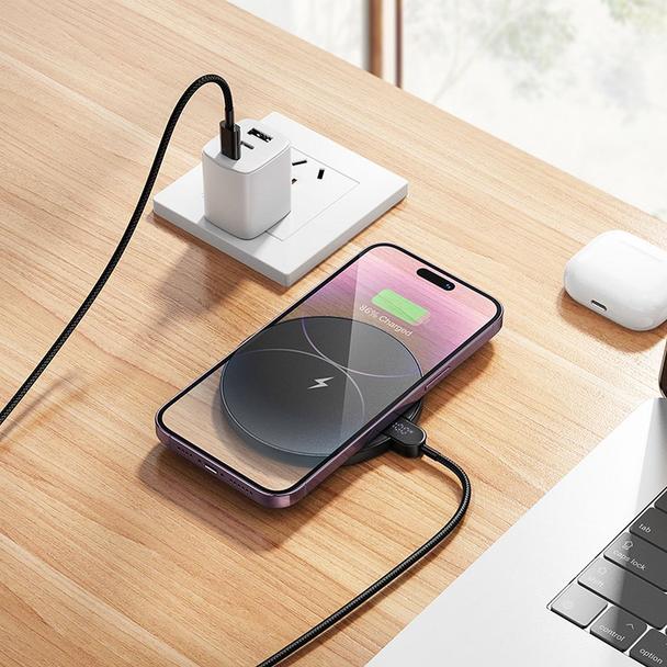 Ładowarka indukcyjna Hoco 15W z kablem USB C i wyświetlaczem CW62 czarna