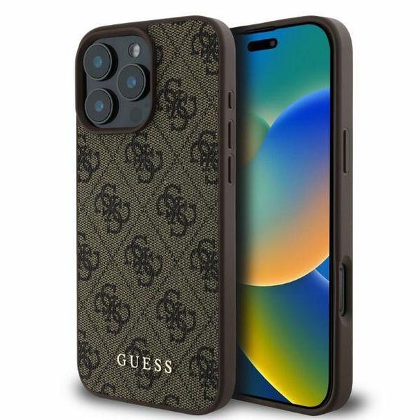 GUESS futerał do IPHONE 16 Pro GUHCP16LG4GFBR (PU 4G Classic) brązowy