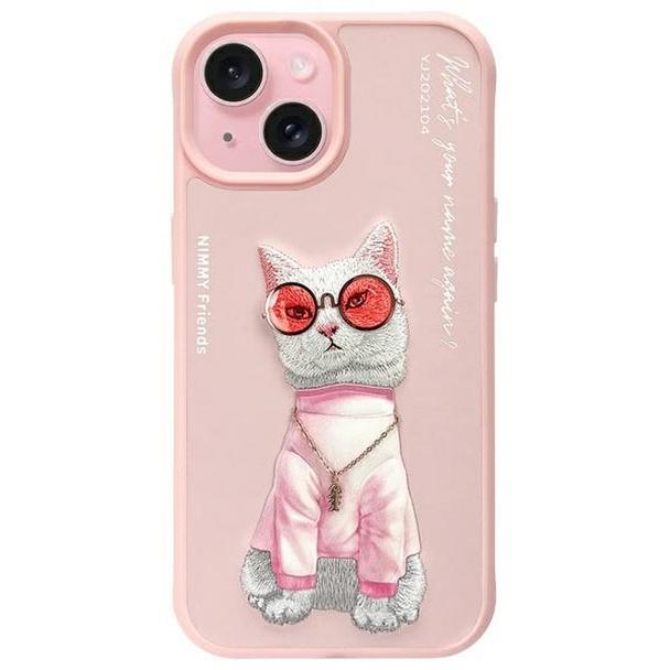 NIMMY futerał GLASSES COOL CAT do IPHONE 15 różowy