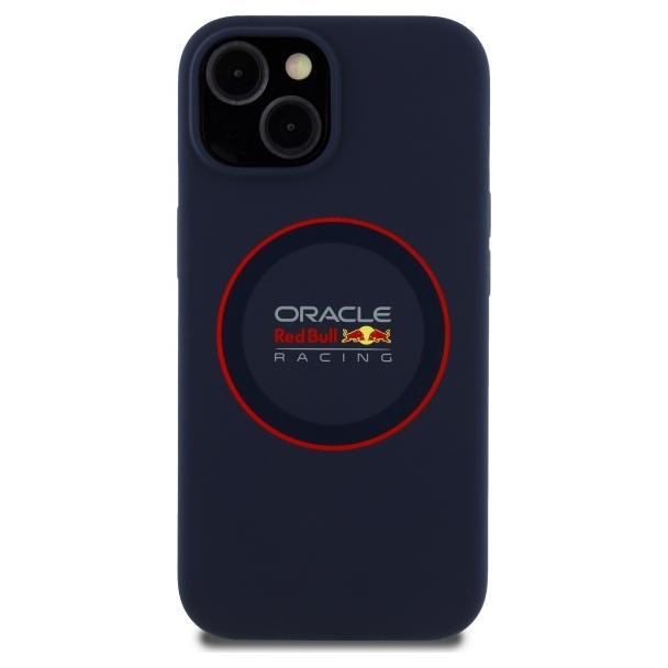 RED BULL futerał do IPHONE 15 kompatybilny z MagSafe RBHMP15S24SIILVR (Silicone red Ring) navy