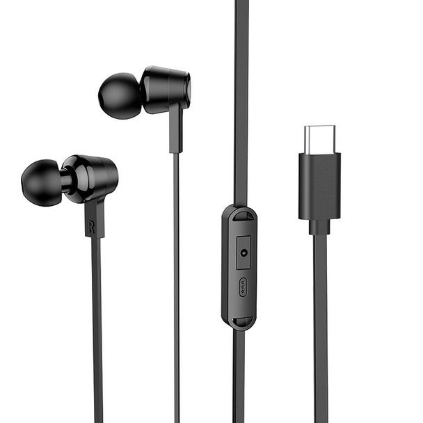 Słuchawki przewodowe douszne USB C Hoco M86 czarne