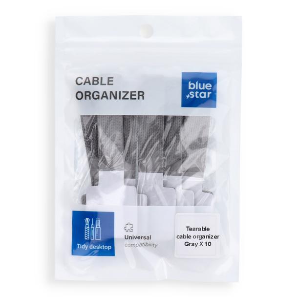 Opaska na kable samoprzylepna z rzepem Blue Star PJ-COZ413 - szara (10 szt.)