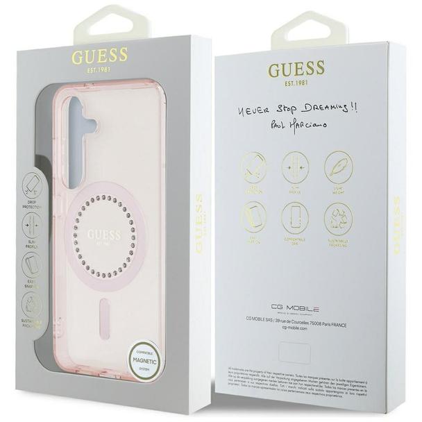 GUESS futerał do SAMSUNG S25 GUHMS25SPFTDTEP (Magnetic IML Rhinestones) różowy