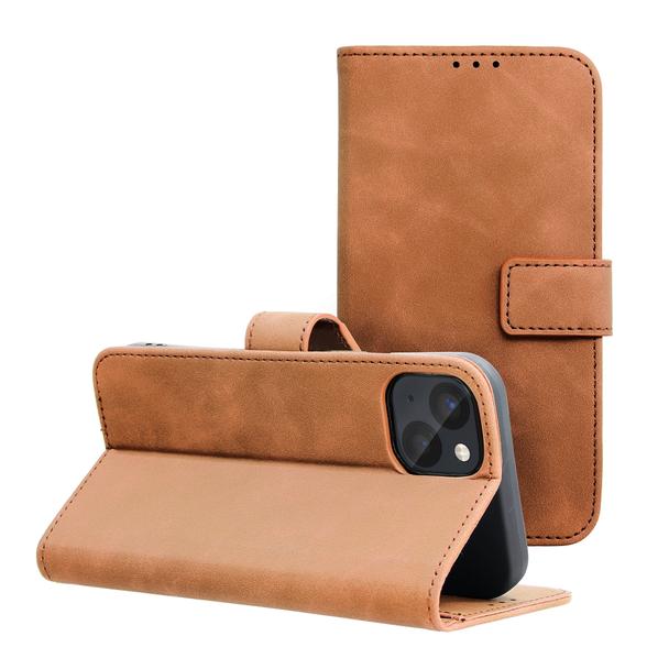 Etui z klapką na iPhone 14 Tender Book brązowe