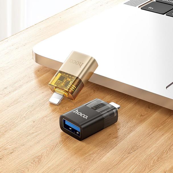 Adapter OTG Lightning do USB A Hoco UA36 czarny transparentny
