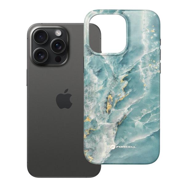 Etui na iPhone 15 PRO MAX Forcell F-Protect Mirage zgodne z MagSafe Military Drop-Test green marble