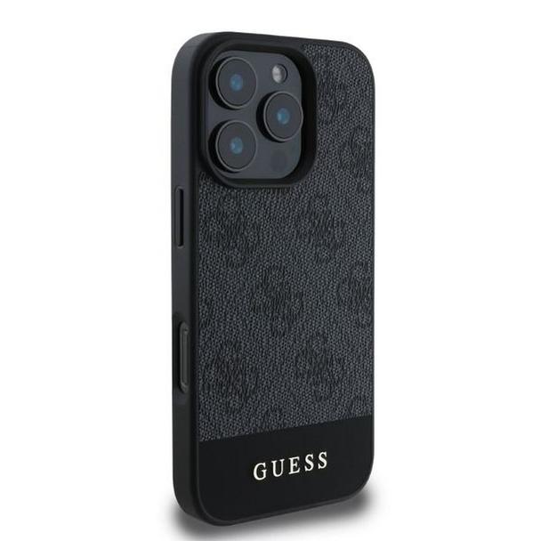 GUESS futerał do IPHONE 16 Pro GUHCP16LG4GLGR (PC/TPU 4G PU Bottom Stripe) szary
