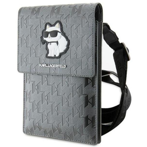 KARL LAGERFELD torebka uniwersalna na telefon KLWBSAKHPCG (Saffiano Mono Choupette) srebrny