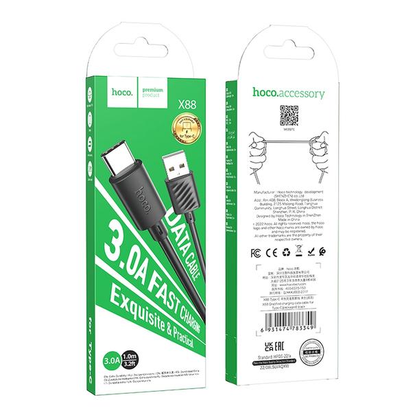 Kabel USB A do USB C Hoco 3A 1 m X88 czarny