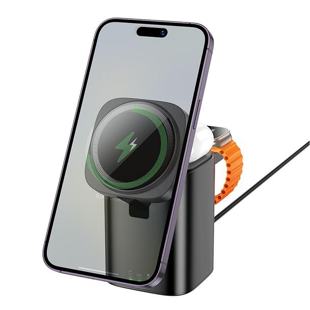 Ładowarka indukcyjna Hoco 3w1 15W kompatybilna z Apple Watch CQ20 czarna