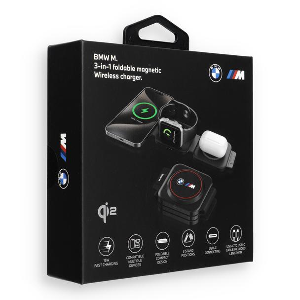 Ładowarka indukcyjna 3w1 BMW M Qi2 15W Print Logo czerwona