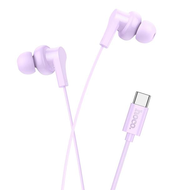 Słuchawki przewodowe douszne USB C Hoco M114 fioletowe