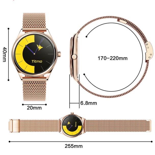 Smartwatch TITMO O-170 (AMOLED, bluetooth call, pasek stal szlachetna gold mesh) złoty 0INT