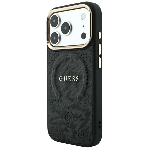 GUESS futerał do IPHONE 18 Pro/17 Pro kompatybilny z MagSafe (Saffiano Peony Ring) czarny