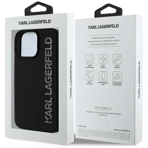 KARL LAGERFELD futerał do IPHONE 16 Pro KLHCP16LRBKGVCK (3D Rubber Elongated Glitter) czarny