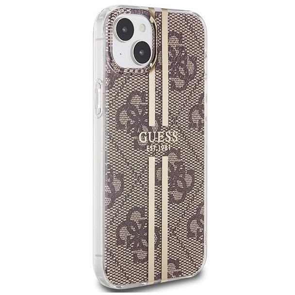 GUESS futerał do IPHONE 15 GUHCP15SH4PSEGW (4G Gold Stripe) brązowy