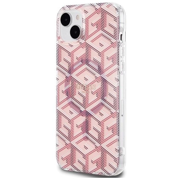 GUESS futerał do IPHONE 15 kompatybilny z MagSafe GUHMP15SHGCUSTGP (IML GCUBE) różowy