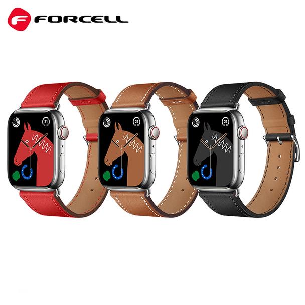 Pasek do Apple Watch Forcell F-Design FA20 dziurki skóra ekologiczna 38 / 40 / 41 mm czarny