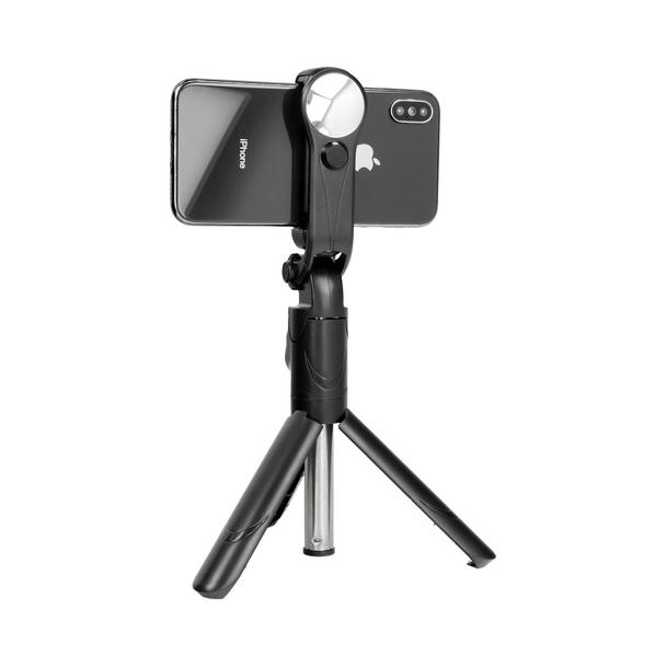 Uchwyt selfie z pilotem bezprzewodowym tripod z lusterkiem SSTR-11 czarny