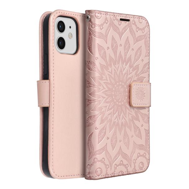Etui z klapką na iPhone 12 / 12 PRO Mezzo Book mandala złoto-różowe