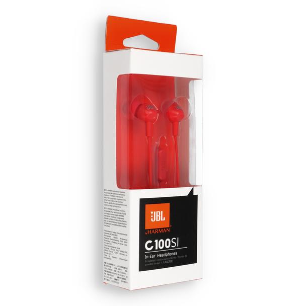 Słuchawki przewodowe douszne Jack 3,5 mm JBL C100Si czerwone