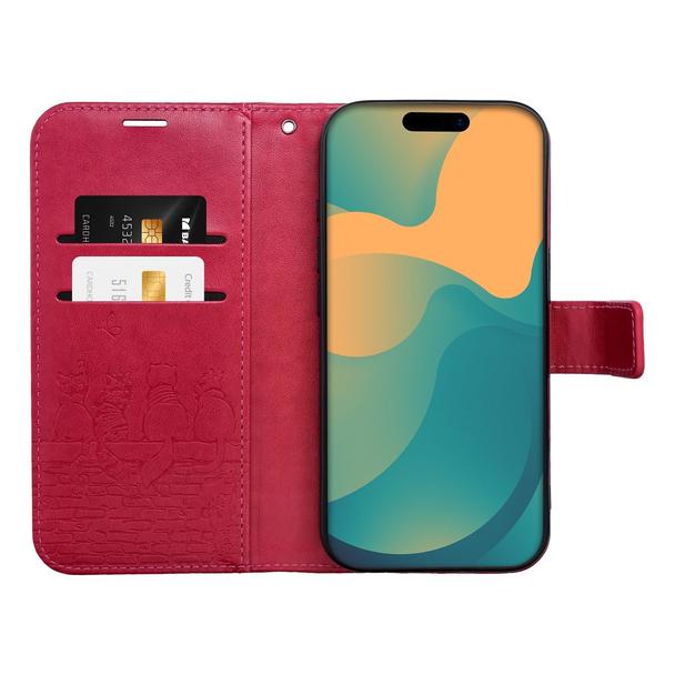 Etui z klapką na iPhone 17 Mezzo Book koty czerwone