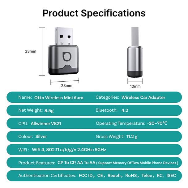 Bezprzewodowy Adapter samochodowy OTTOCAST CA530-T Mini Aura 2026 0INT