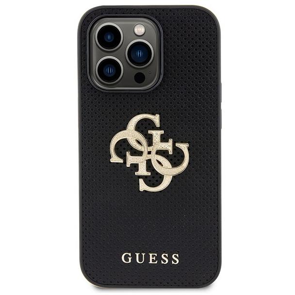 GUESS futerał do IPHONE 15 Pro GUHCP15LPSP4LGK (Leather Perforated 4G Glitter Logo) czarny