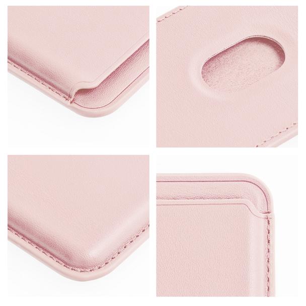 Portfel magnetyczny na karty LEATHER MAG WALLET kompatybilny z MagSafe  jasny różowy