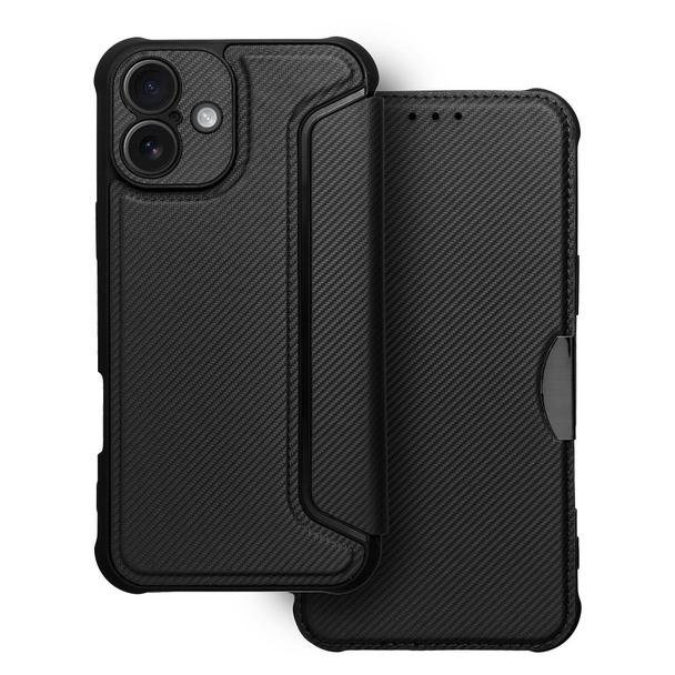 Etui z klapką na iPhone 16 Razor Book czarne
