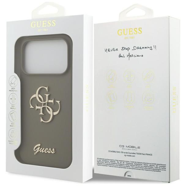 GUESS futerał do IPHONE 17 Pro GUHCP17LSC4GSMW (Silicone W/ Big 4G Script) brązowy