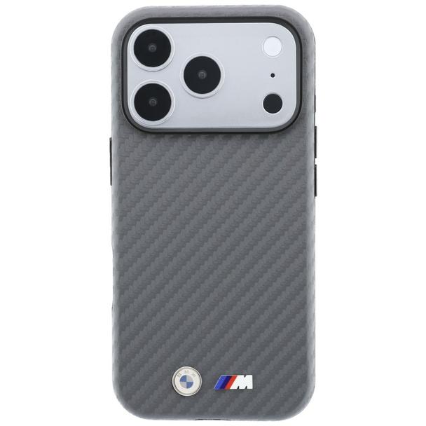 BMW futerał do IPHONE 18 Pro/17 Pro kompatybilny z MagSafe (Carbon Metal Logo) szary