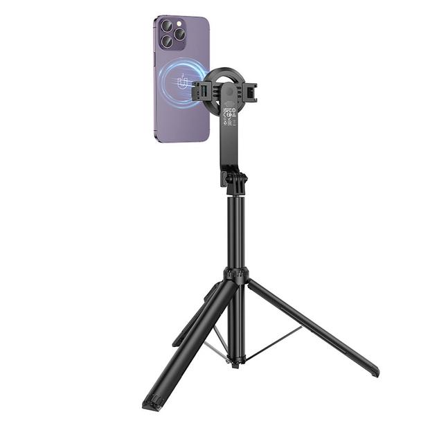 Selfie stick Hoco tripod z pilotem bezprzewodowym magnetyczny K25 czarny