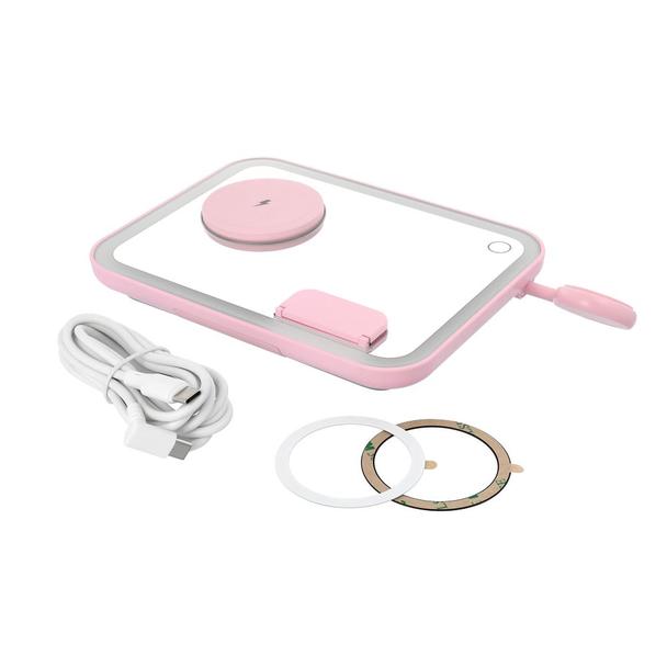 Forcell F-ENERGY Mag Mirror 3 in 1 15W ładowarka indukcyjna z kompatybilna z MagSafe / Apple Watch / Samsung Watch / Airpods różowa