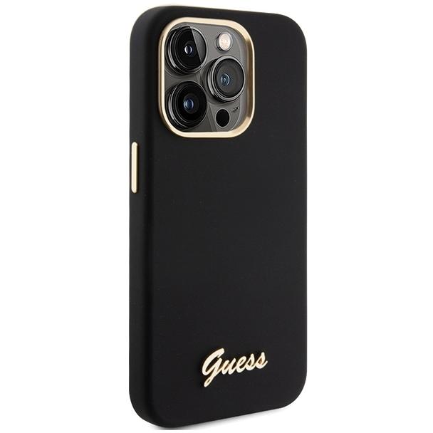 GUESS futerał do IPHONE 15 Pro GUHCP15LSMBSLK (Silicone Script Metal Logo & Frame) czarny