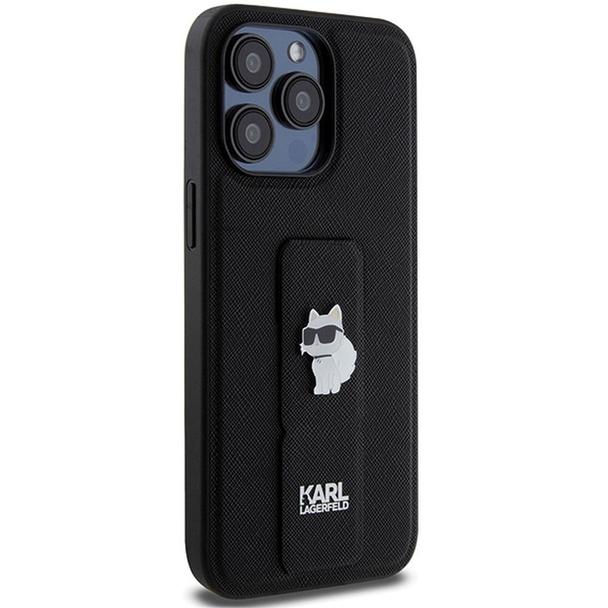 KARL LAGERFELD futerał do IPHONE 13 Pro Max KLHCP13XGSACHPK (Gripstand Saffiano choupette PIN) czarny