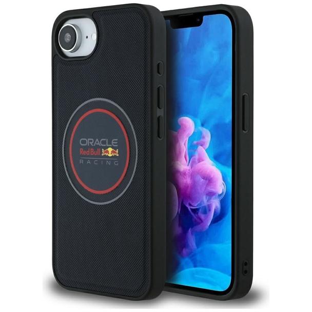RED BULL futerał do IPHONE 16e (SE 4 2025) kompatybilny z MagSafe RBHMPSE424PUMEVR (Meshed PU Logo and Red Ring) granatowy