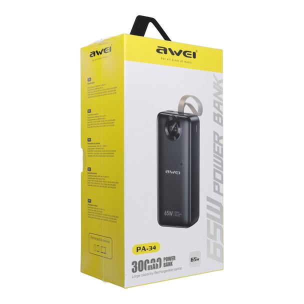 Powerbank AWEI PA-34 30000 mAh 65W czarny